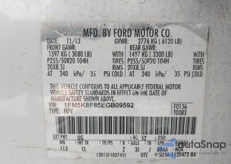 2014 Ford Explorer Limited from USA, damaged, VIN 1FM5K8F85EGB09592